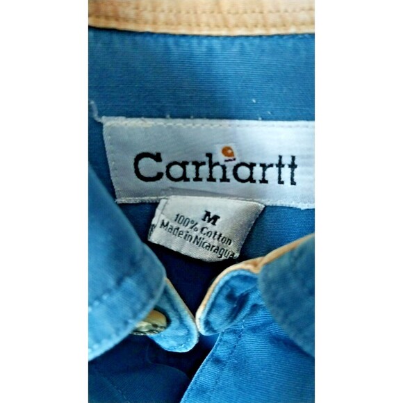 Carhartt Mens Long Sleeve Button Down Shirt Size Medium Blue - Picture 6 of 6